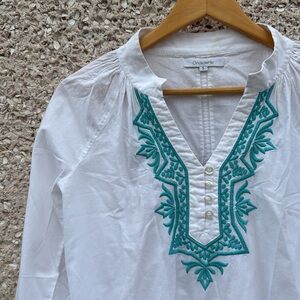 OnDadeMar Embroidered White Cotton Top